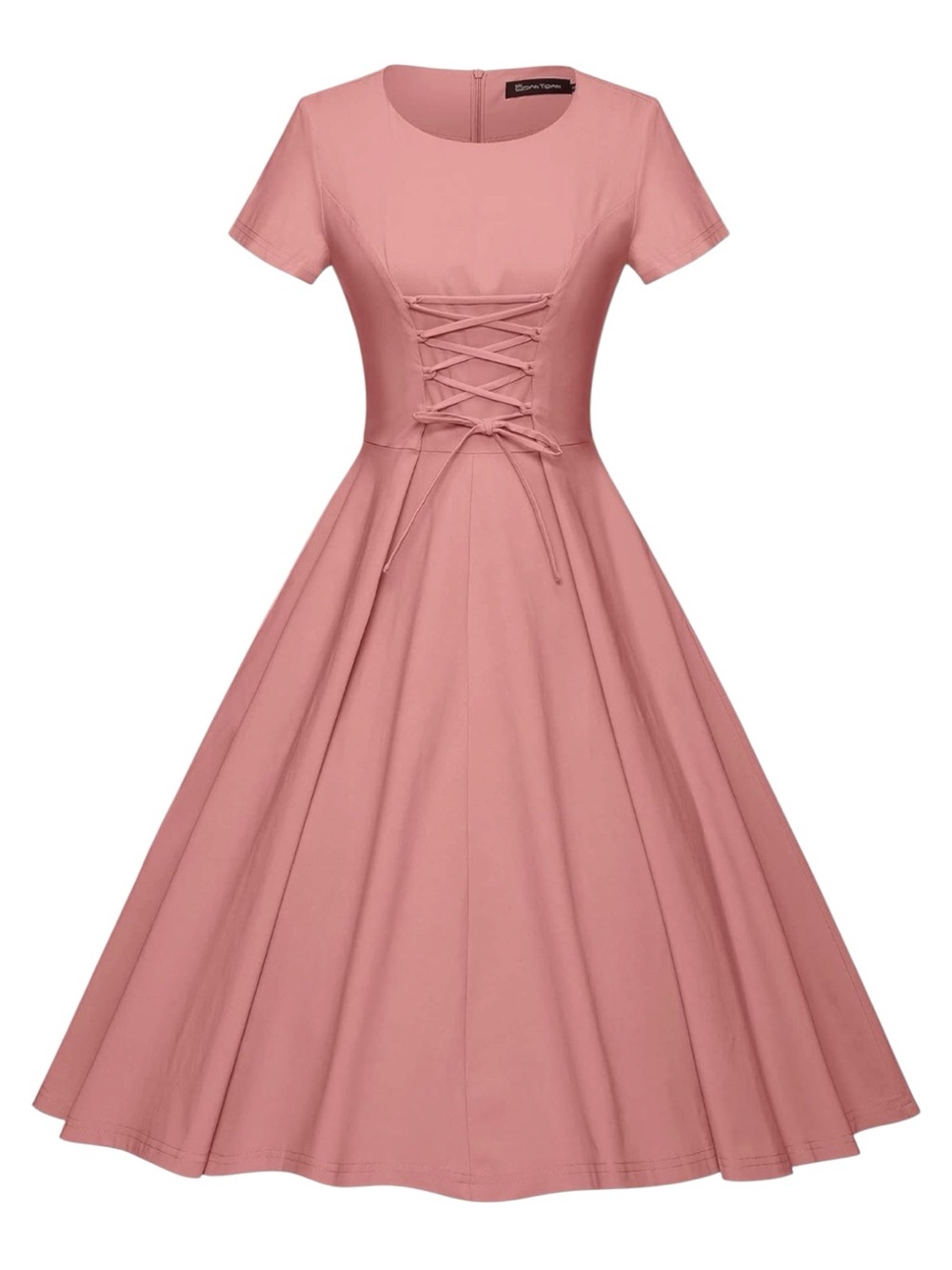 Gown Town Dusty Rose Lace-Up Corset Style Dress Size 2XL 1950s Vintage Dress
